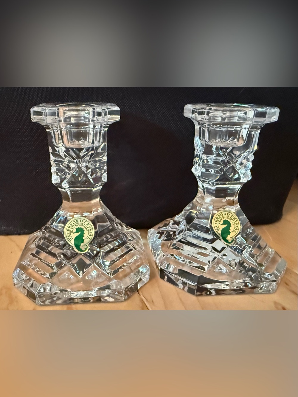 Waterford Octagon Crystal Candlestick Pair